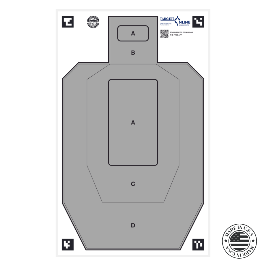 IPSC Grey Smart Targets Powered by AI - Shredding Resistant Card Stock - High Visibility Colors - Works with Target Eagle App