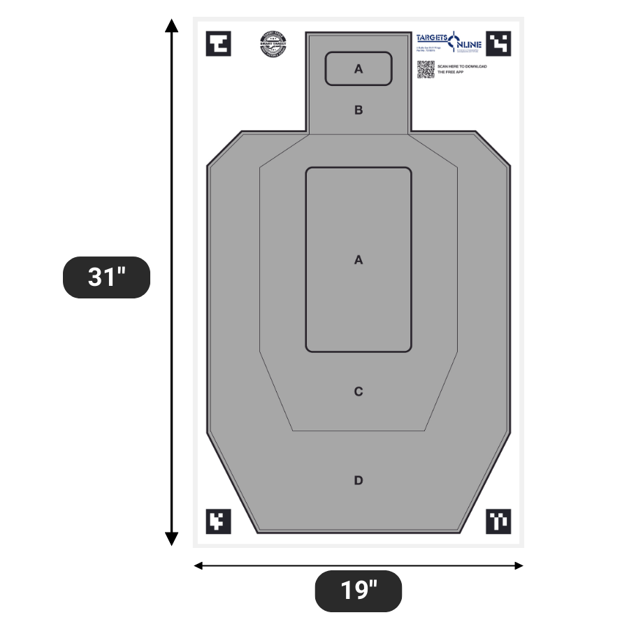 IPSC Grey Smart Targets Powered by AI - Shredding Resistant Card Stock - High Visibility Colors - Works with Target Eagle App